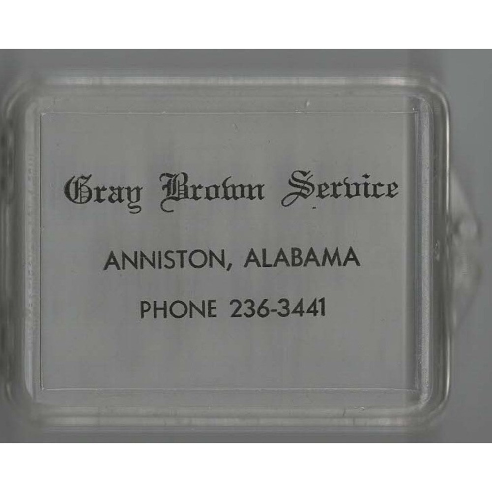Vintage Gray Brown Service Anniston Alabama Advertising Acrylic Case